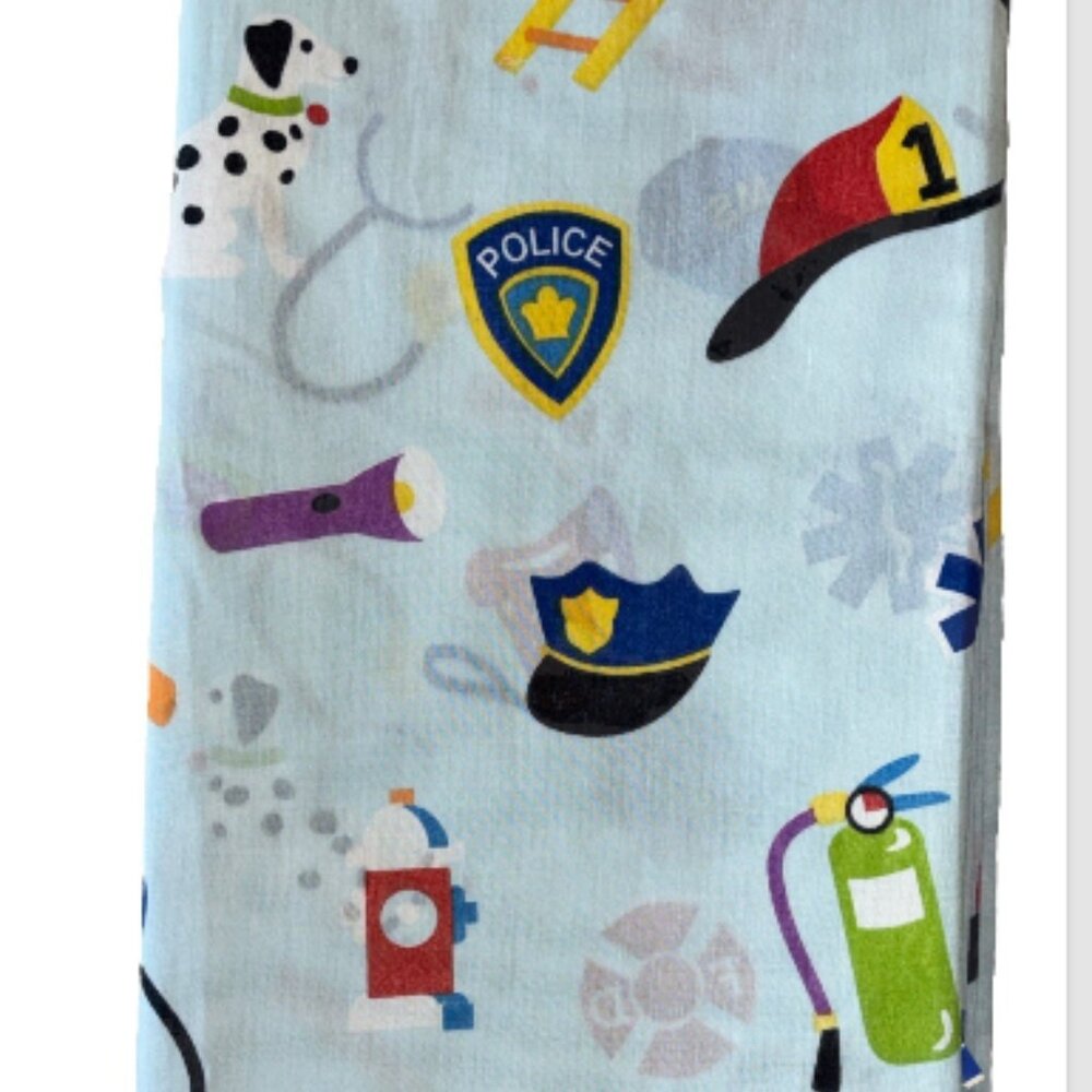 Dan River POLICE FIRE RESCUE Blue 2 Rod Window Curtains 40.5" X 64 each KIDS